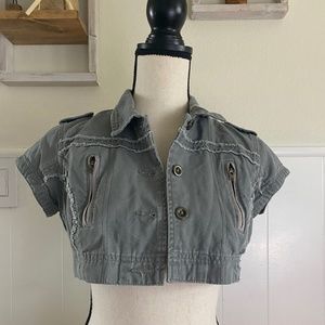 Green Denim Cropped Jacket